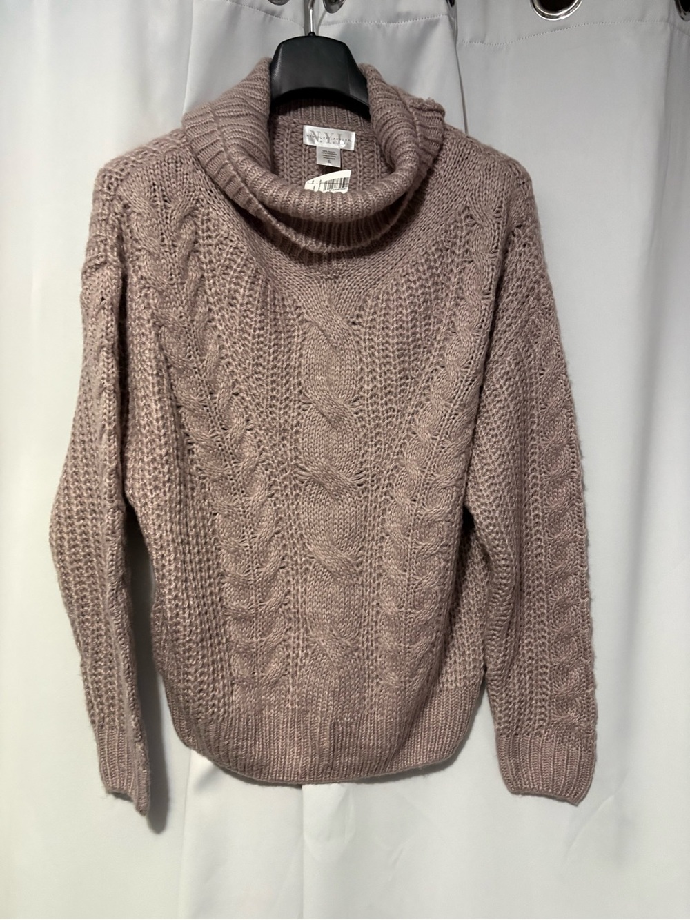 New York Laundry Mauve Cable Knit Turtleneck Sweater